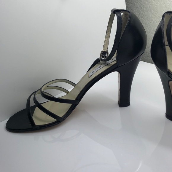 Charles Davis Black Ankle Strap Heels - Picture 1 of 7